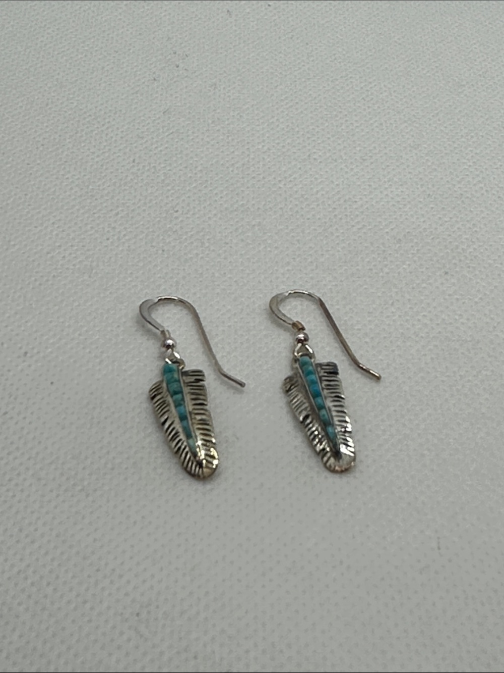 925 Sterling Silver Turquoise Feather Earrings